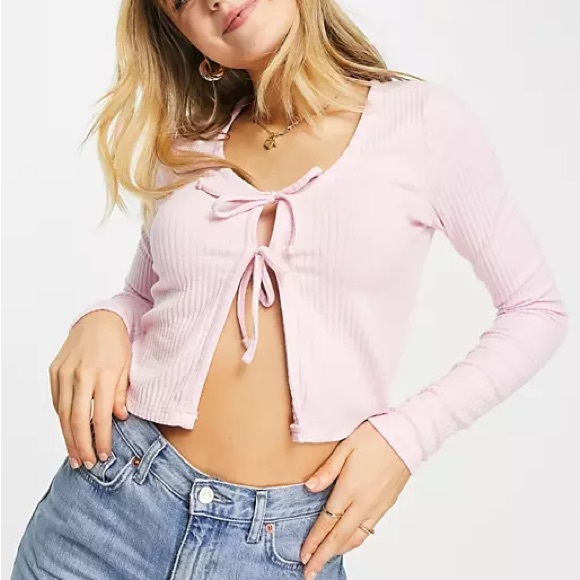 Hollister Sweaters - Hollister Light Pink Tie Front Cardigan